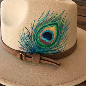 Polished Peacock- Hand Painted Hat