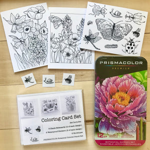 Coloring Card Pack - With Colored Pencils