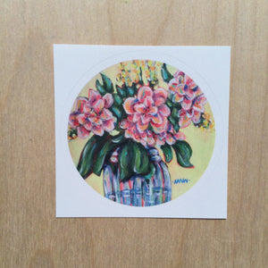 Peach Tinted Blooms - Original Art Sticker
